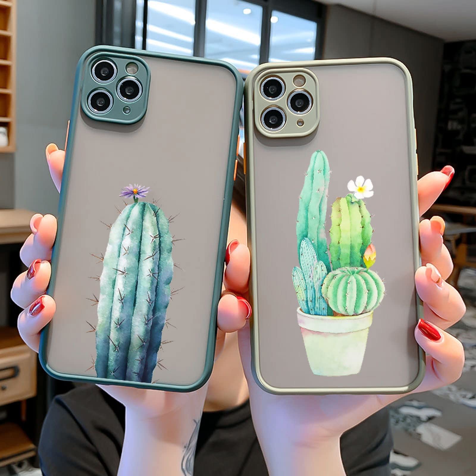 Amazon | Z-M01 かわいい植物サボテングリーンリーフfor iPhoneケース